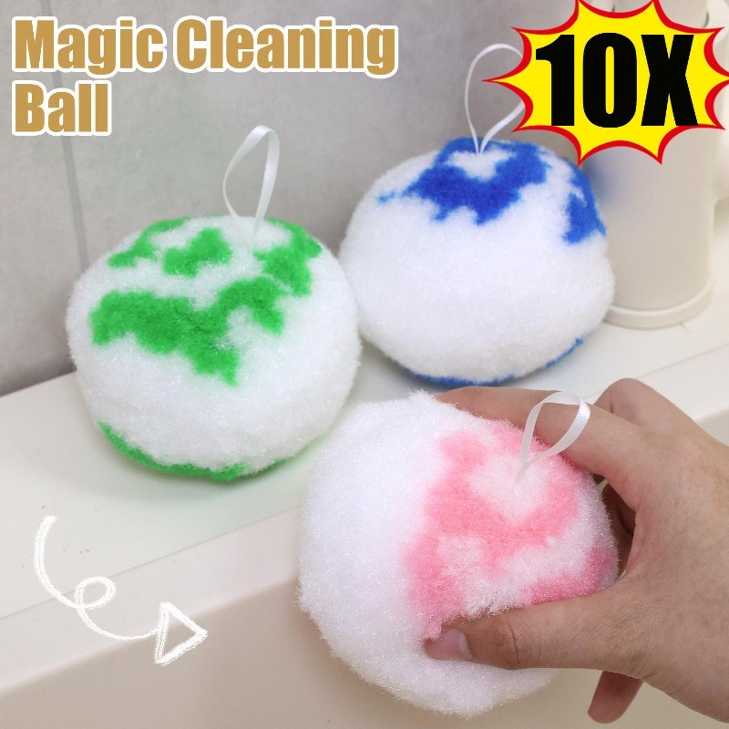 [Envio 24 Horas] 10 Unidades De Bola De Limpeza De Cozinha Para Banheiro | Purificador Mágico De Esponja Azulejos De Ban