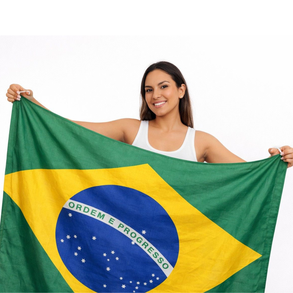 Bandeira do Brasil Copa do Mundo 1,15 x 1,45 m Com Elastico