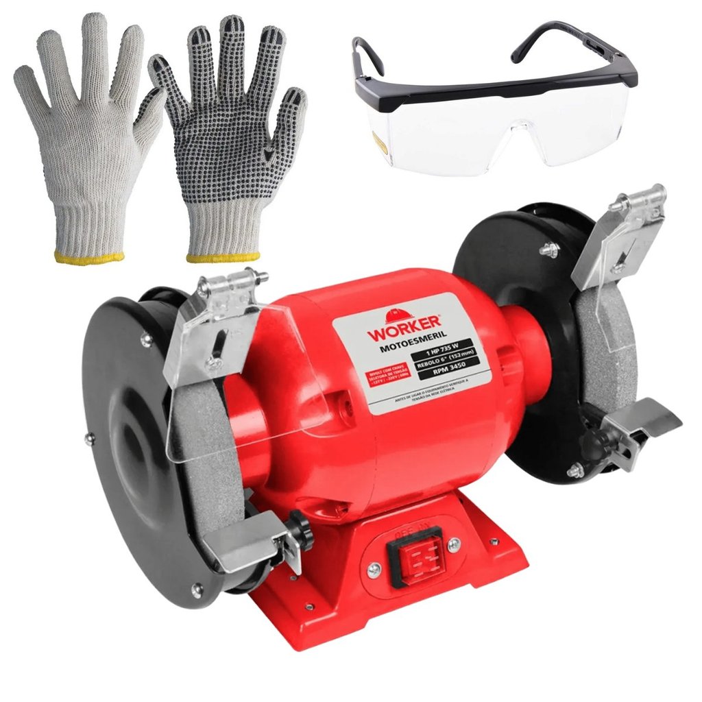 Moto Esmeril Potente para Afiar Desbastar 1HP Bivolt com 2 Pedras Profissional