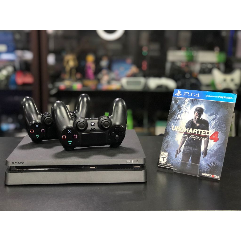 PlayStation 4 Fat 1 Tera Preto 02 Controles s/fio Original + 1 Jogo - item usado