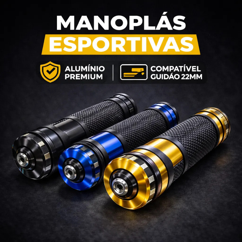 Par De Manopla Esportiva Moto Alumínio Borracha Antiderrapante Moto Punho Universal