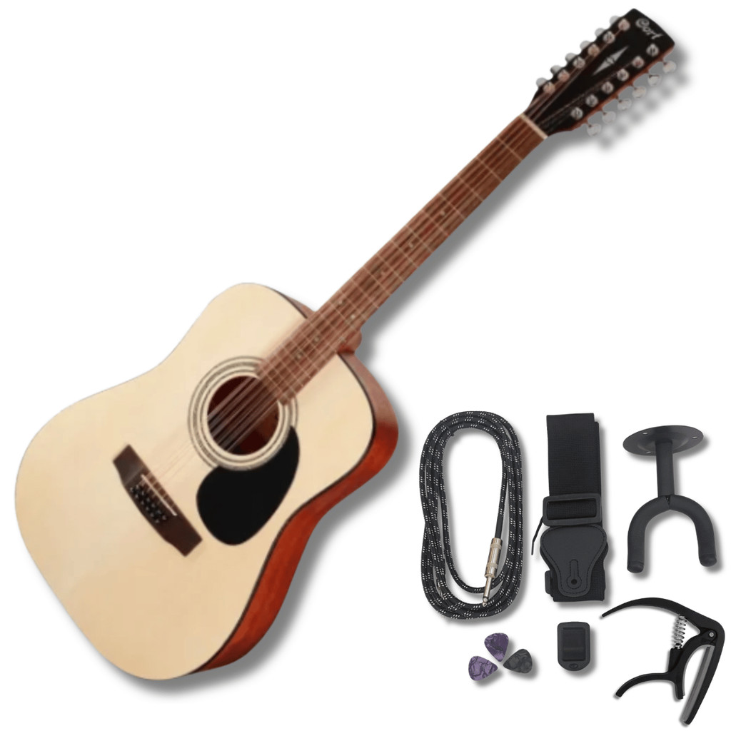 Kit Violão Aço Elétrico 12 Cordas Cort AD81012E OP NT + Accs