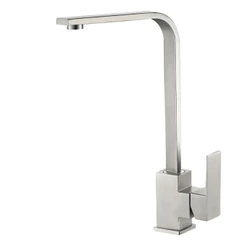 Torneira Para Cozinha Inox Escovado Bica Alta 36cm Misturador Quente E Frio Arejador Interno Aço Inoxidável Rotação 360°