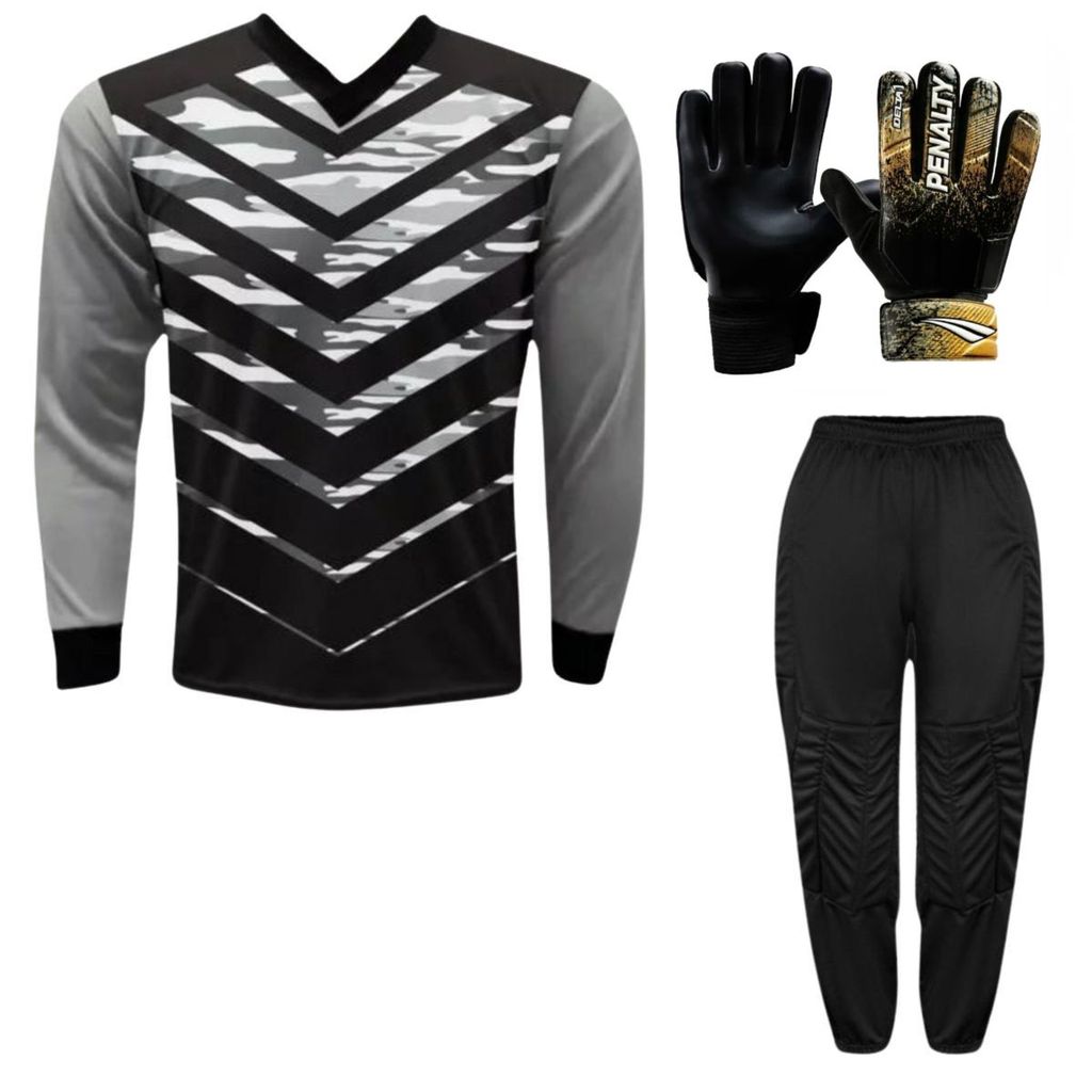 Kit Goleiro Camisa Roma Kanga + Calça TRB + Luva Penalty Adulto