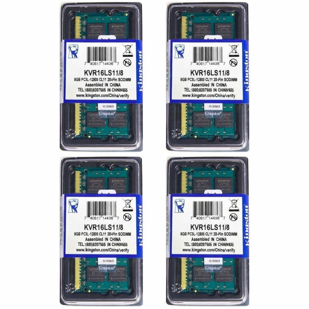 Kit 4 Memórias Kingston 8GB, 1600MHz, DDR3, Notebook, CL11