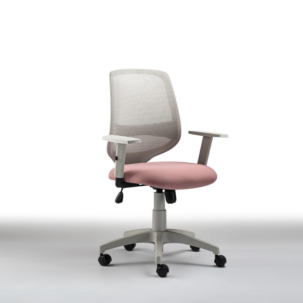 Cadeira Giratória de Escritório Ergonômica Linha Bora cor Rosa Chá com Ajuste de Altura - Roal