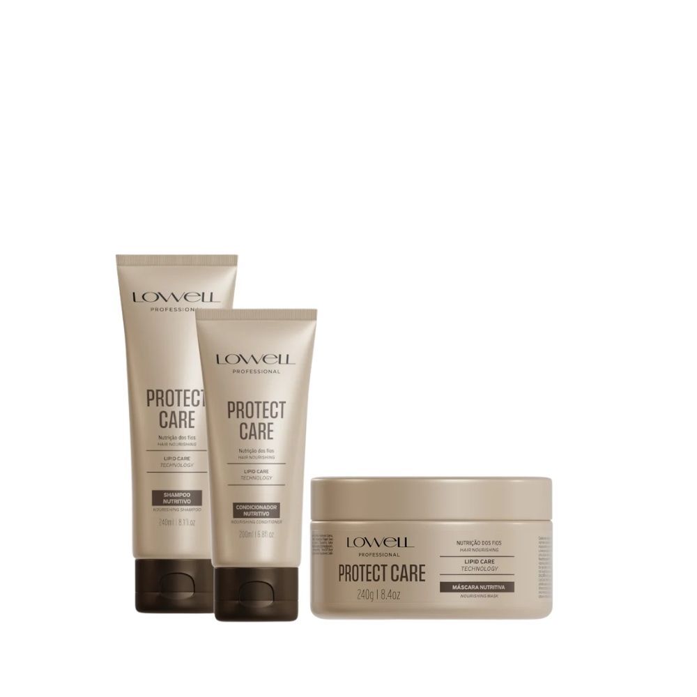 Kit Protect Care Shampoo + Condicionador + Máscara 240g – Hidratação, Nutrição e Reparação para Todos os Tipos de Cabelo