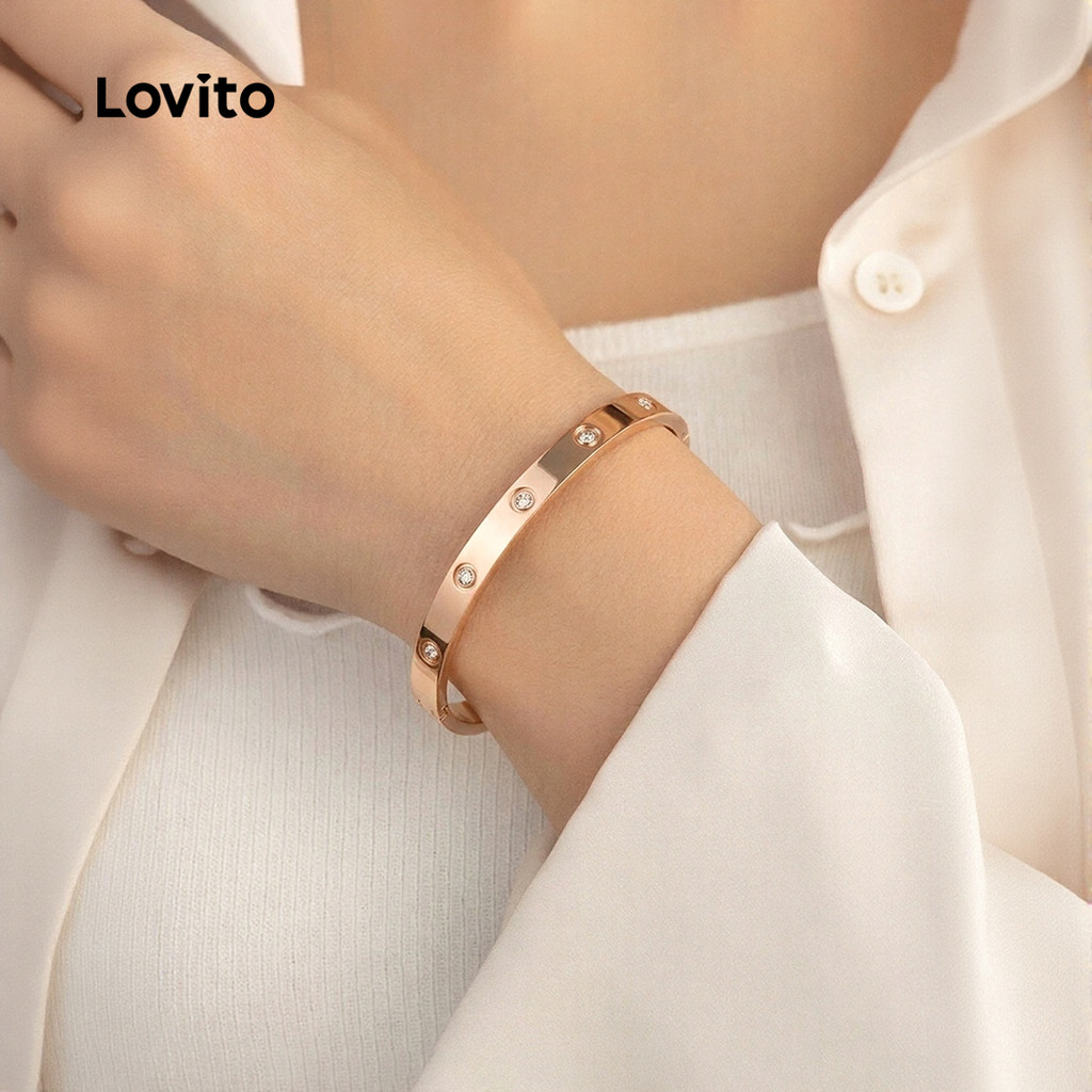 Lovito Pulseira Casual Pulseira Simples de Ouro LFA117086