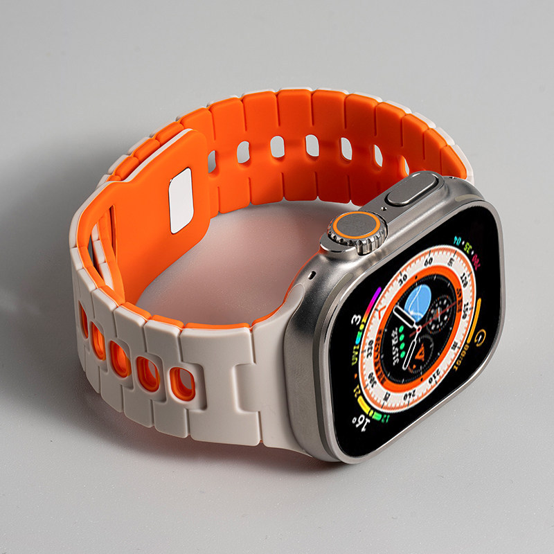 Pulseira de silicone leve e respirável para relógio aplicável a Apple Watch 11 10 9 8 Ultra 49 46 45 44 42 40 41mm