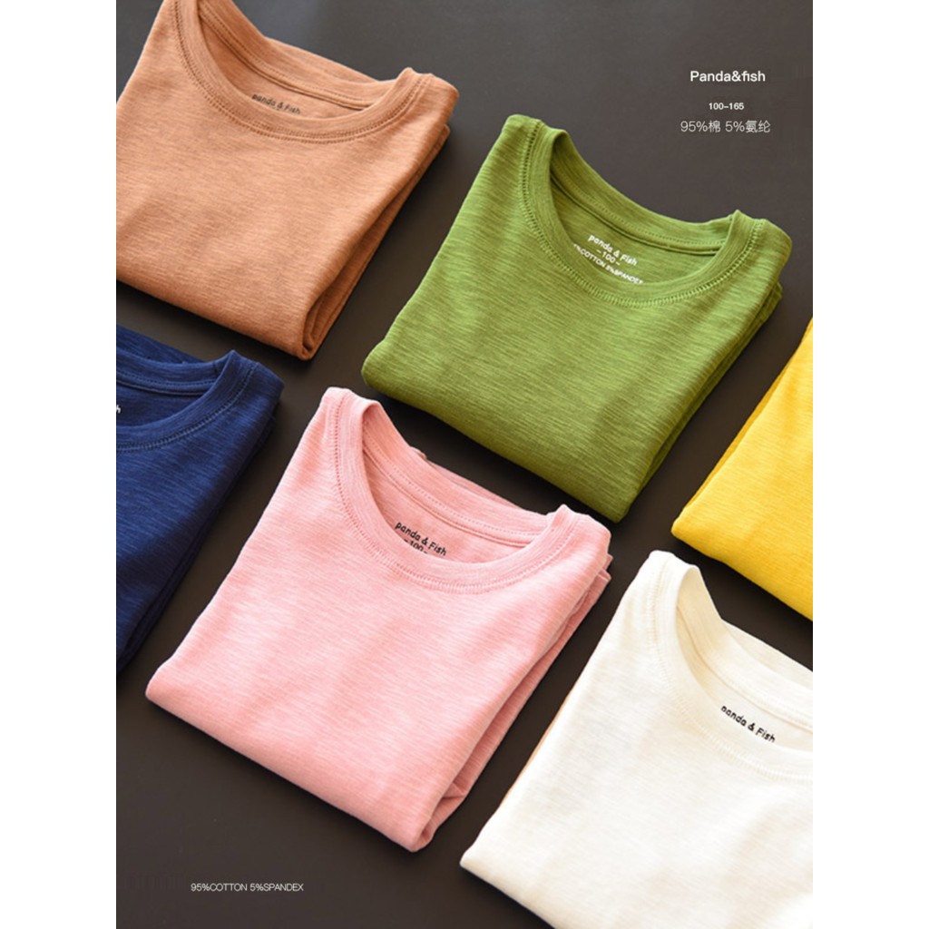 Crianças Slub algodão camisetas de manga comprida médio grande crianças meninos meninas puro algodão camisas de fundo co
