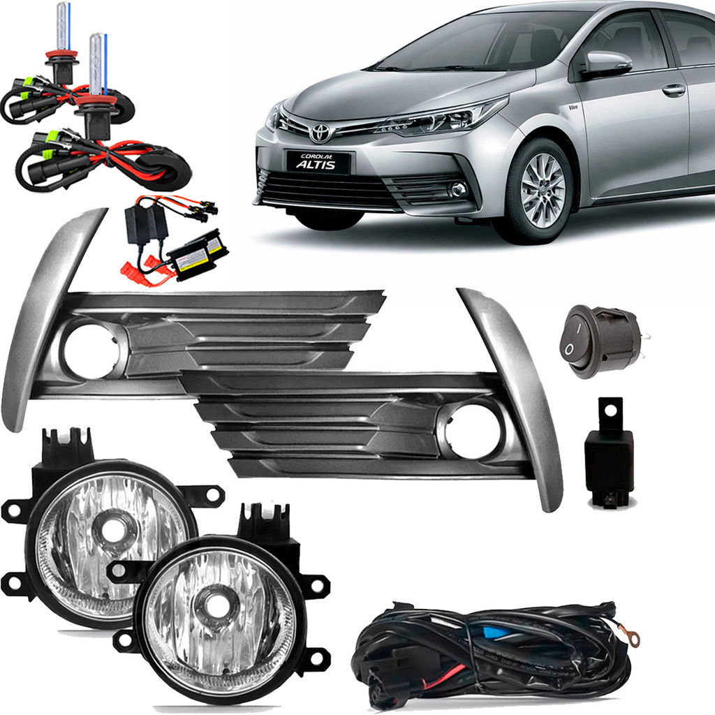 Kit Farol Milha Neblina Auxiliar Farolete Cibie Completo Corolla 2018 2019 + Xenon 8000K