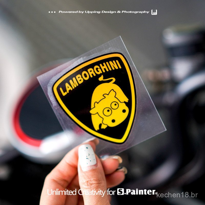 Novo adesivo para carro SP, adesivo de carro Lamborghini fofo e engraçado, adesivo divertido de desenho animado para car