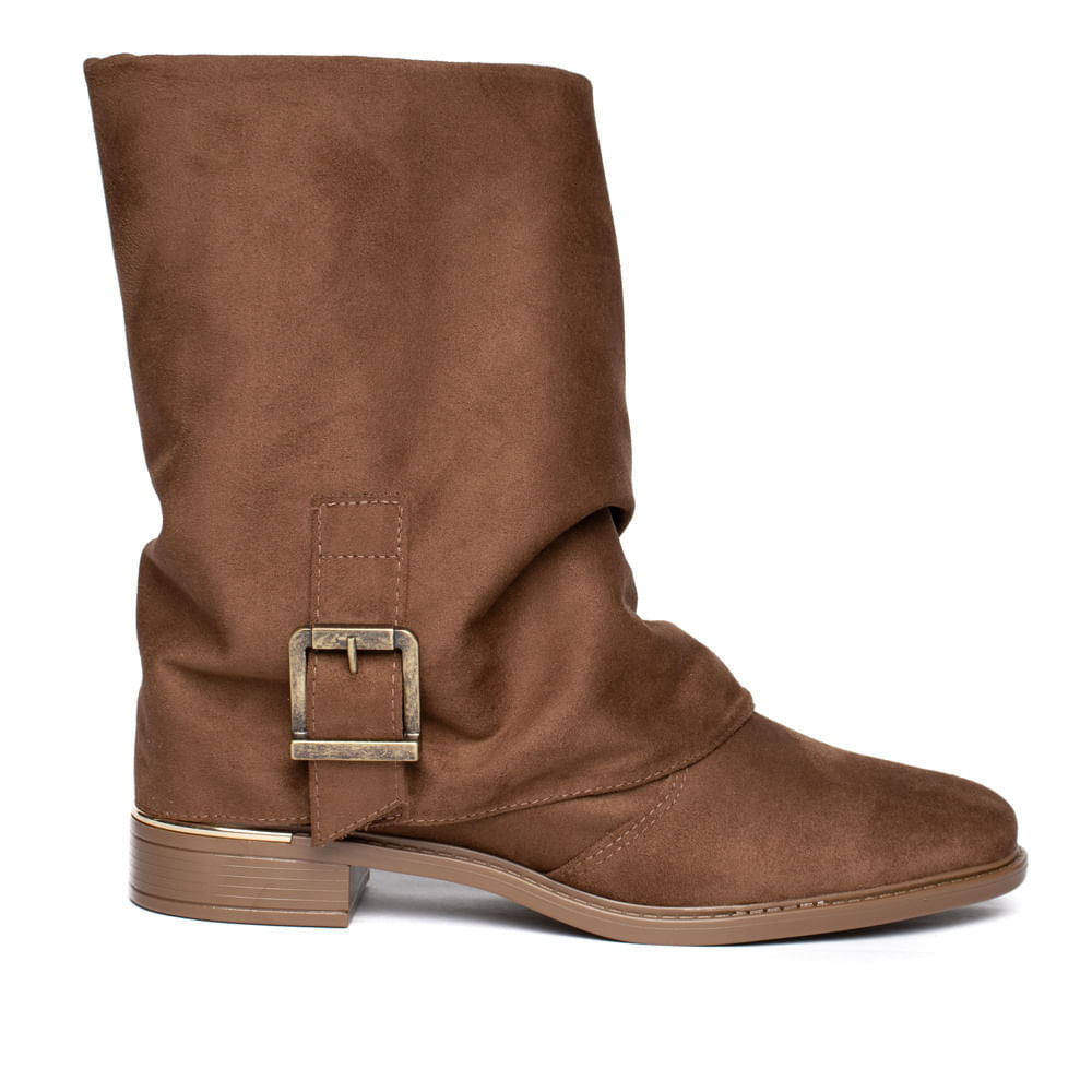 Bota Feminina Vizzano Cano Médio Capa Fivela Caramelo