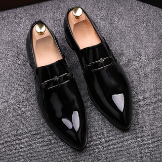 Sapatos masculinos de couro brilhante, versão britânica coreana, roupa Formal de negócios, sapatos masculinos casuais co