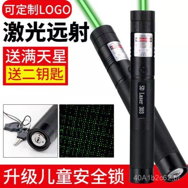Lanterna laser verde de alta potência e longo alcance 303, luz verde infravermelha, efeito de céu estrelado, caneta de v