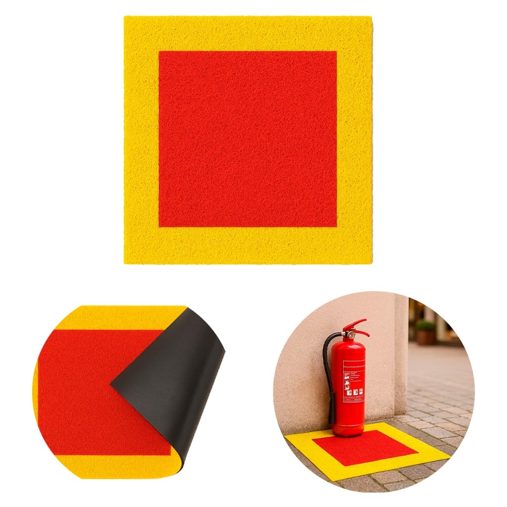 Tapete de Segurança Extintor Kapazi Fire Kap | Antiderrapante Reforçado Lavável 50x50 e 100x100