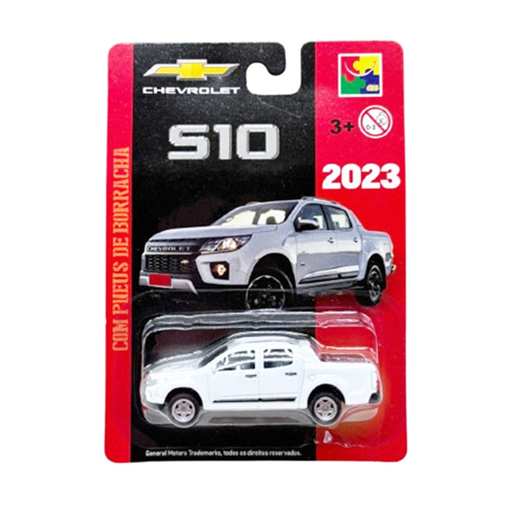 Miniatura Picape Chevrolet S10 (2023) - Branco - 1:64 - CKS Toys