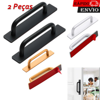 Puxador De Porta adesivo Liga De Alumínio Puxa 2pcs Sem Furar maçaneta de porta para armário de cozinha 14.8x2.5x3.5cm em Oferta na Shopee