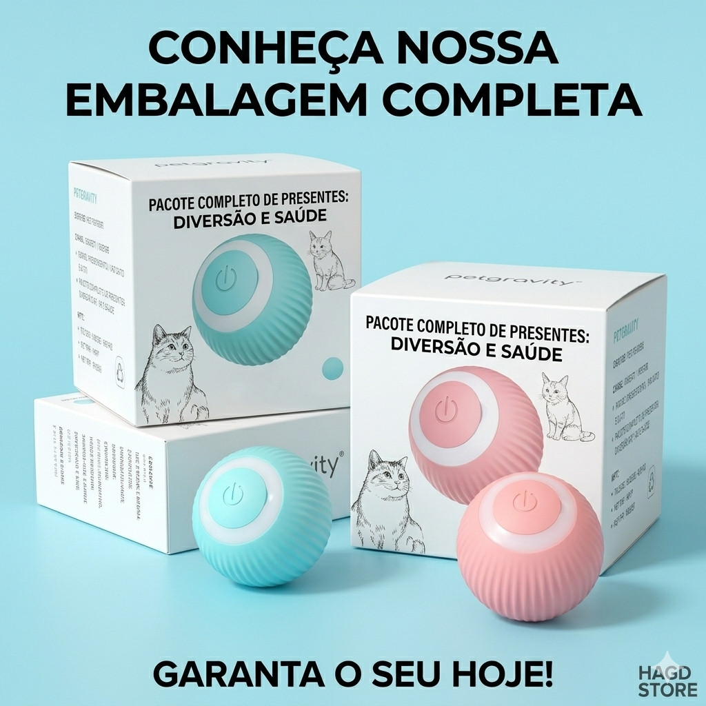 Bola Maluca para Gatos Brinquedo Inteligente USB Interativo Automático Rotativo 360° Gatinho Pet Anti-Estresse