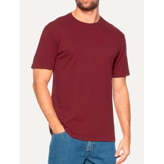 Camiseta Tommy Jeans Masculina Regular Jersey C-Neck Flag Bordô em Oferta na Shopee