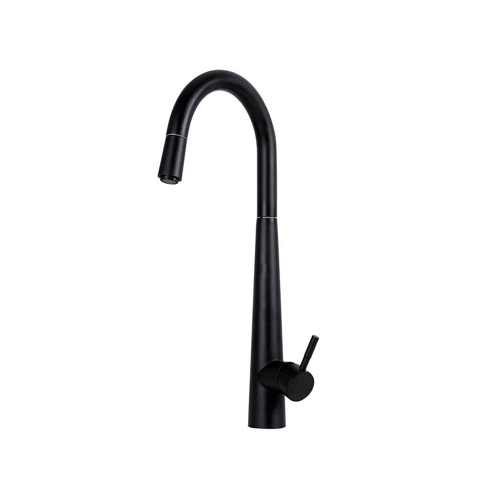 Torneira Para Cozinha Gourmet Misturador Monocomando Extensível Em Aço Inox 304 Fosco Apurema Pingoo - Preto