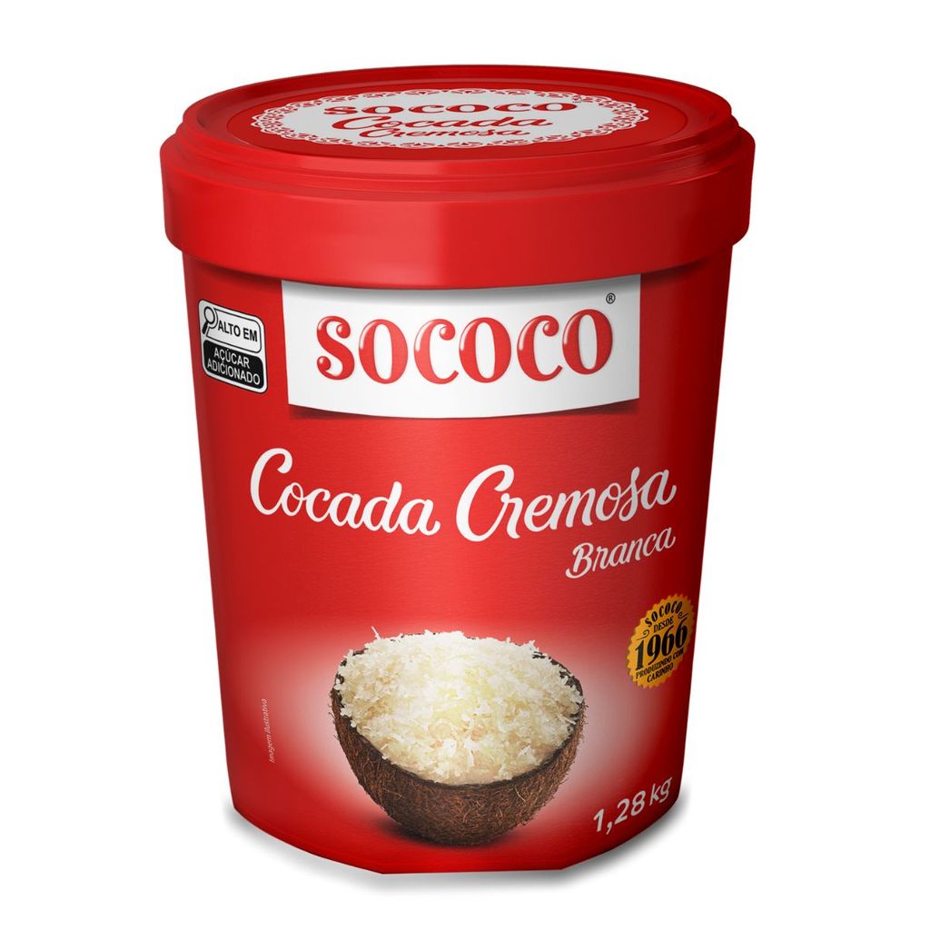Cocada Doce Cremosa de Coco Branco Sococo 1,28 kg em Oferta na Shopee