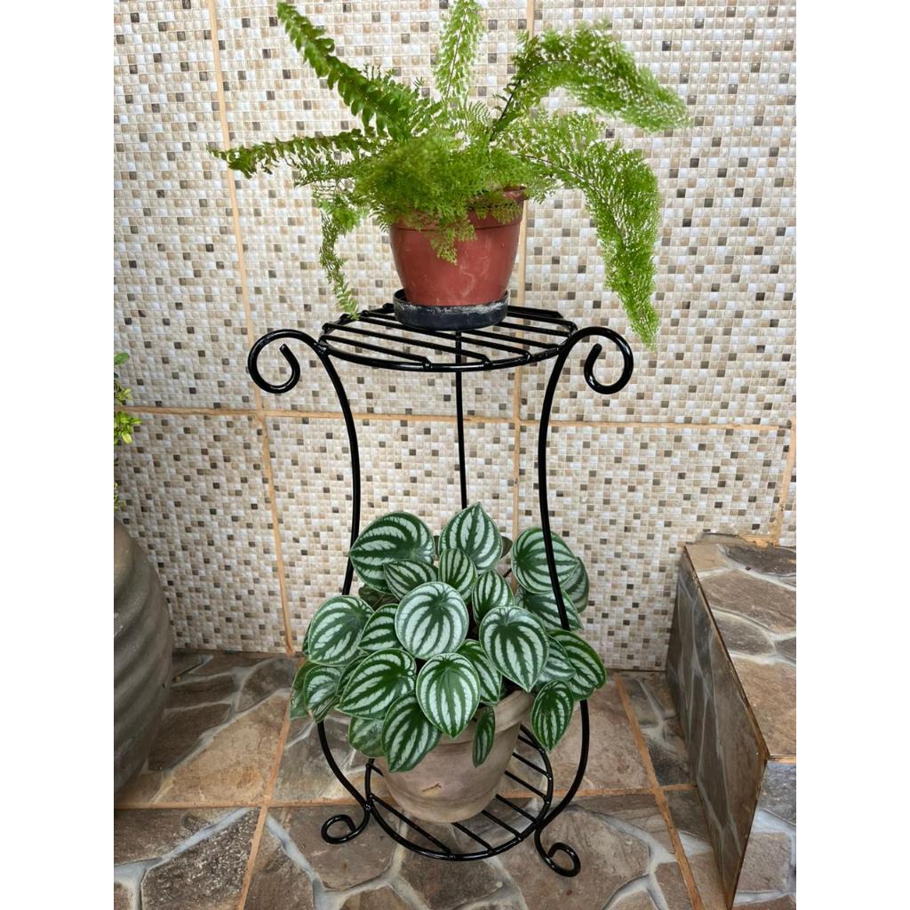 suporte para vaso de flor em ferro dois andares