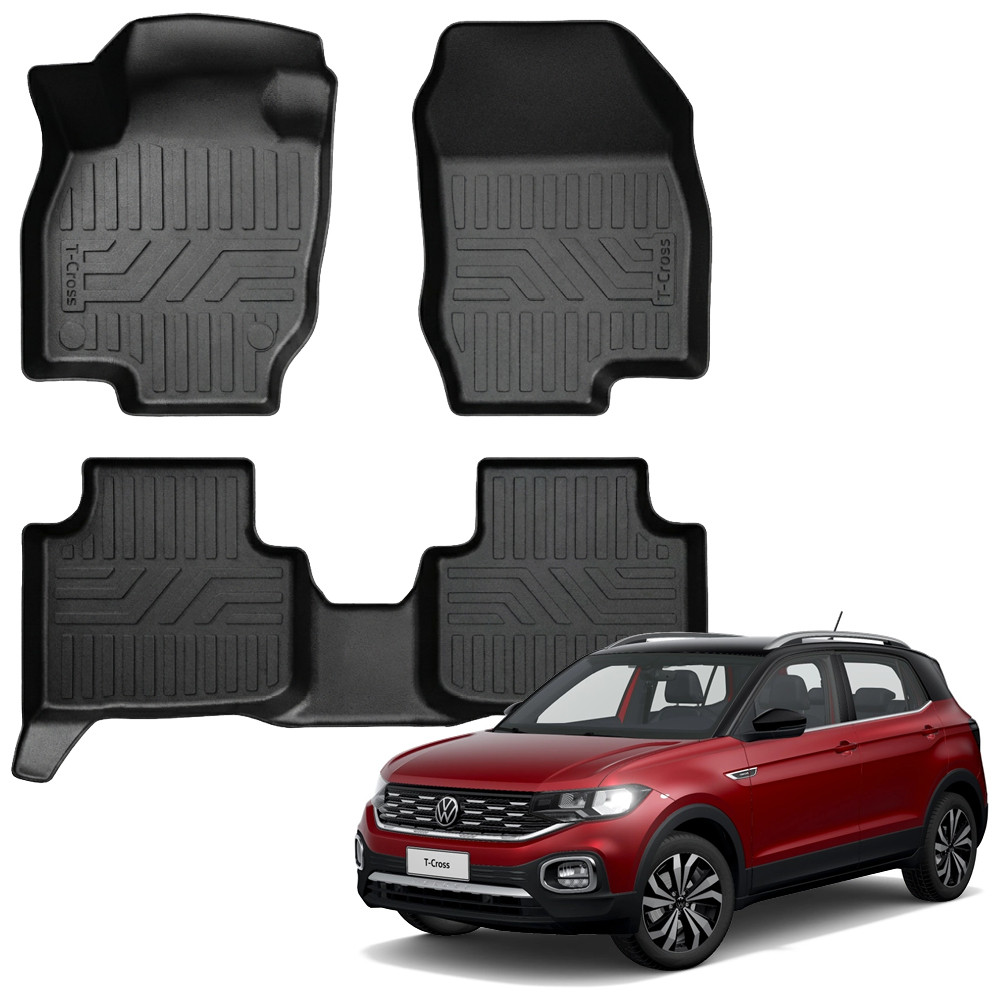 Jogo De Tapete Automotivo Bandeja De Borracha Para Carro VW T Cross Conjunto Com