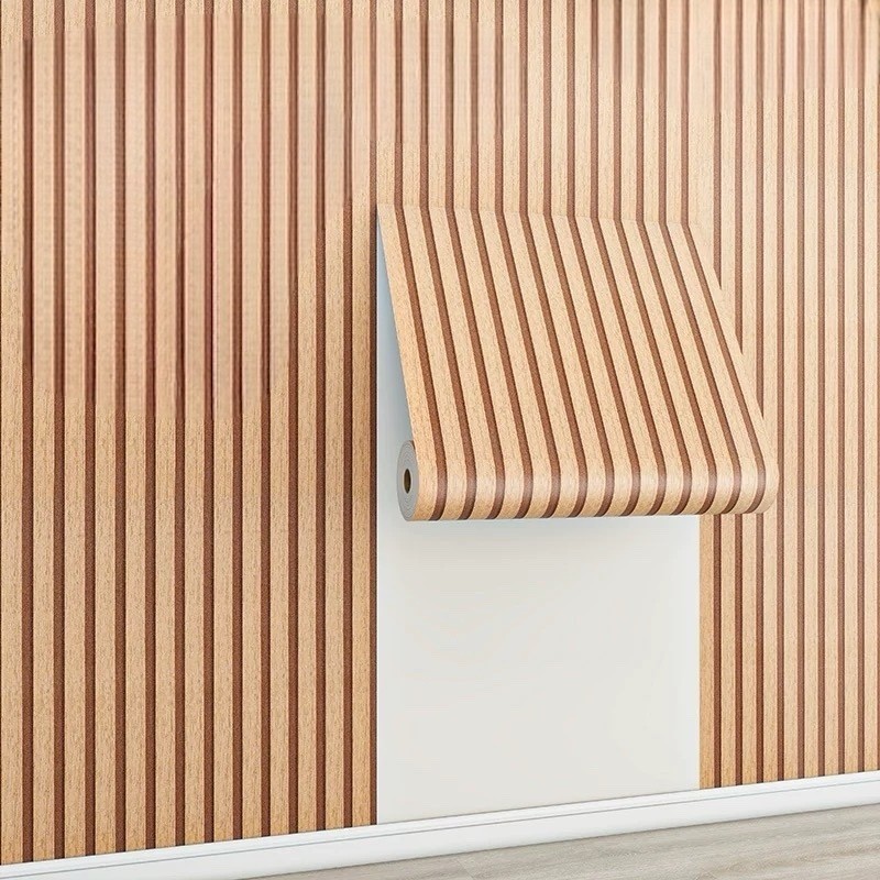 Papel De Parede Adesivo Ripado Madeira Lavável 10 METROS X 45cm