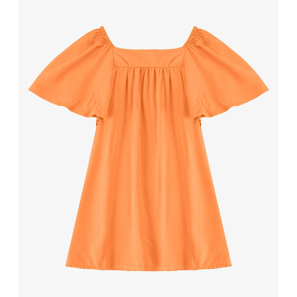 Detalhes do Vestido Infantil em Viscose Infinita Cor Laranja