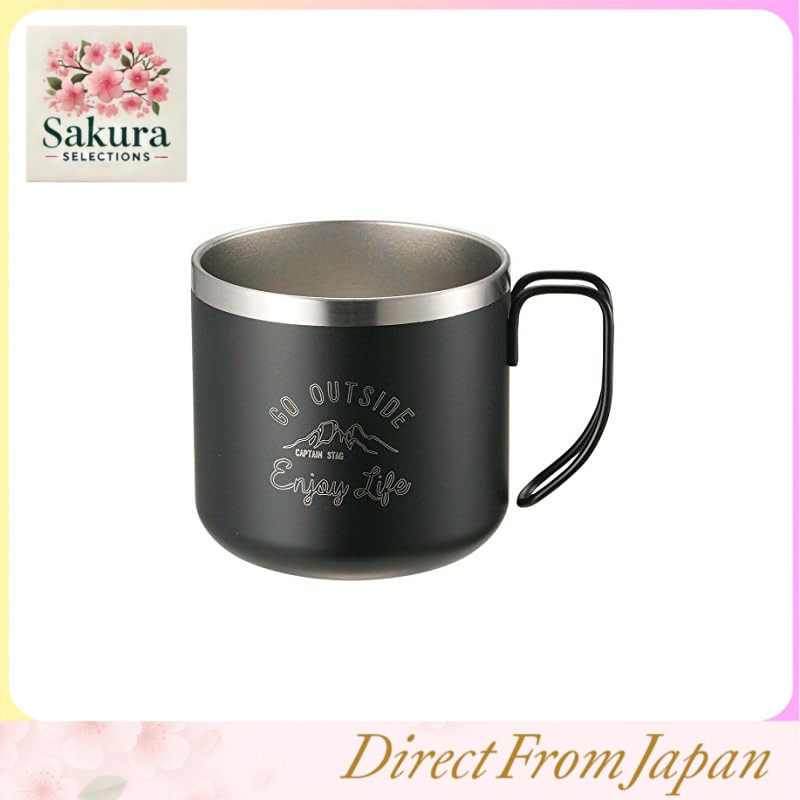 Captain Stag Double Stainless Steel Vacuum Insulated Mug Cup, 350ml, Black Monte UE-3429