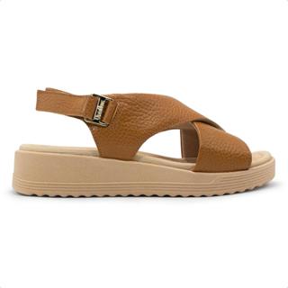 Sandália Usaflex Feminina Couro Salto Anabela Ajuste Fecho-Flex Casual MA10005 em Oferta na Shopee