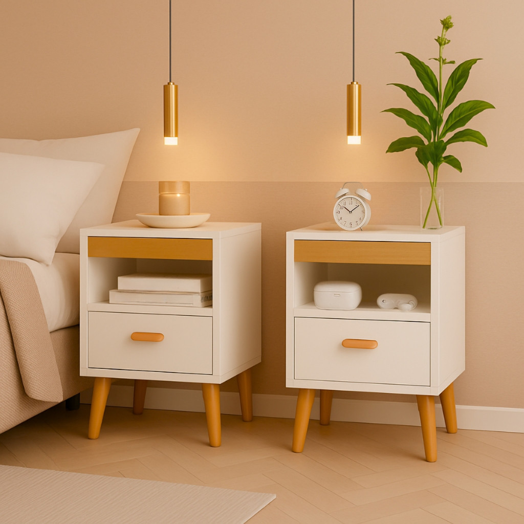 Kit 2 Mesa De Cabeceira Para Quarto Com Pés e Gaveta Com Nicho Criado Com 2 Unidades Mesinha Canto em Oferta na Shopee