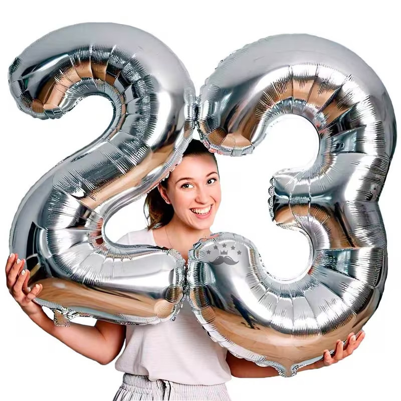 Kit 2 Balão 32Pol Metalizado Número 70CM Balões Grande Bexiga Para Aniversário Festas Prata em Oferta na Shopee