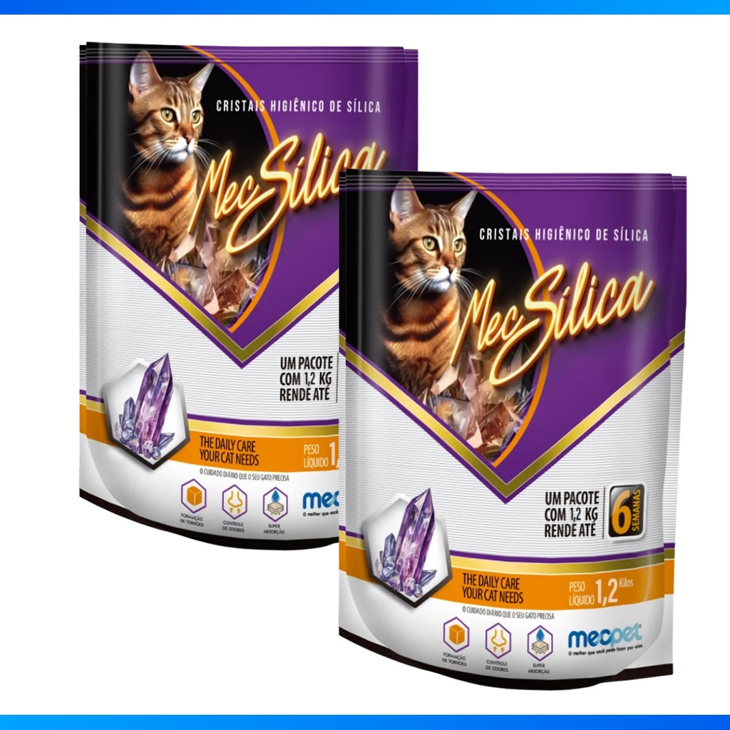 Kit 2 Areias de Gato Sílica Grossa Premium 2un EF Pet 1,2kg- OFERTA