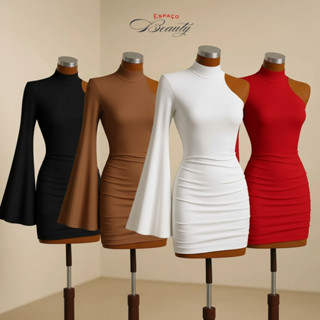 Vestido Curto Nula Manga Lateral Moda Gringa Suplex Premium Virginia em Oferta na Shopee