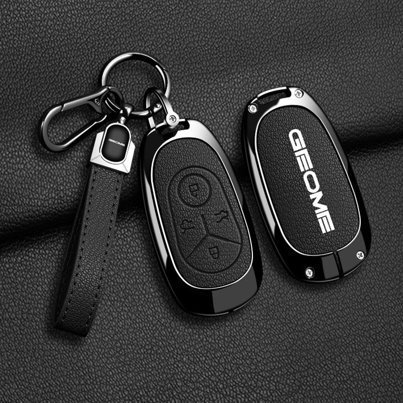 Para Geely EX2/EX2 Pro/Geome EV Liga De Zinco Couro Caso Chave Do Carro Cove Titular Chaveiro Acessórios