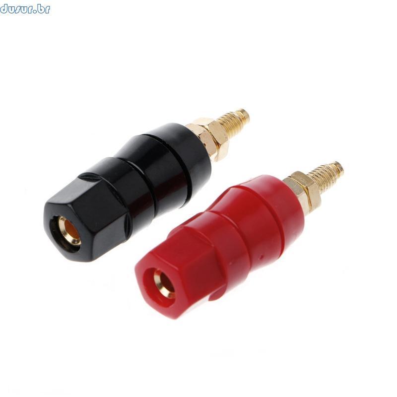 dusur9 1 Par 4mm Plugue Banana Vermelho Preto Conector Amplificador Terminal Ligação Post Falar