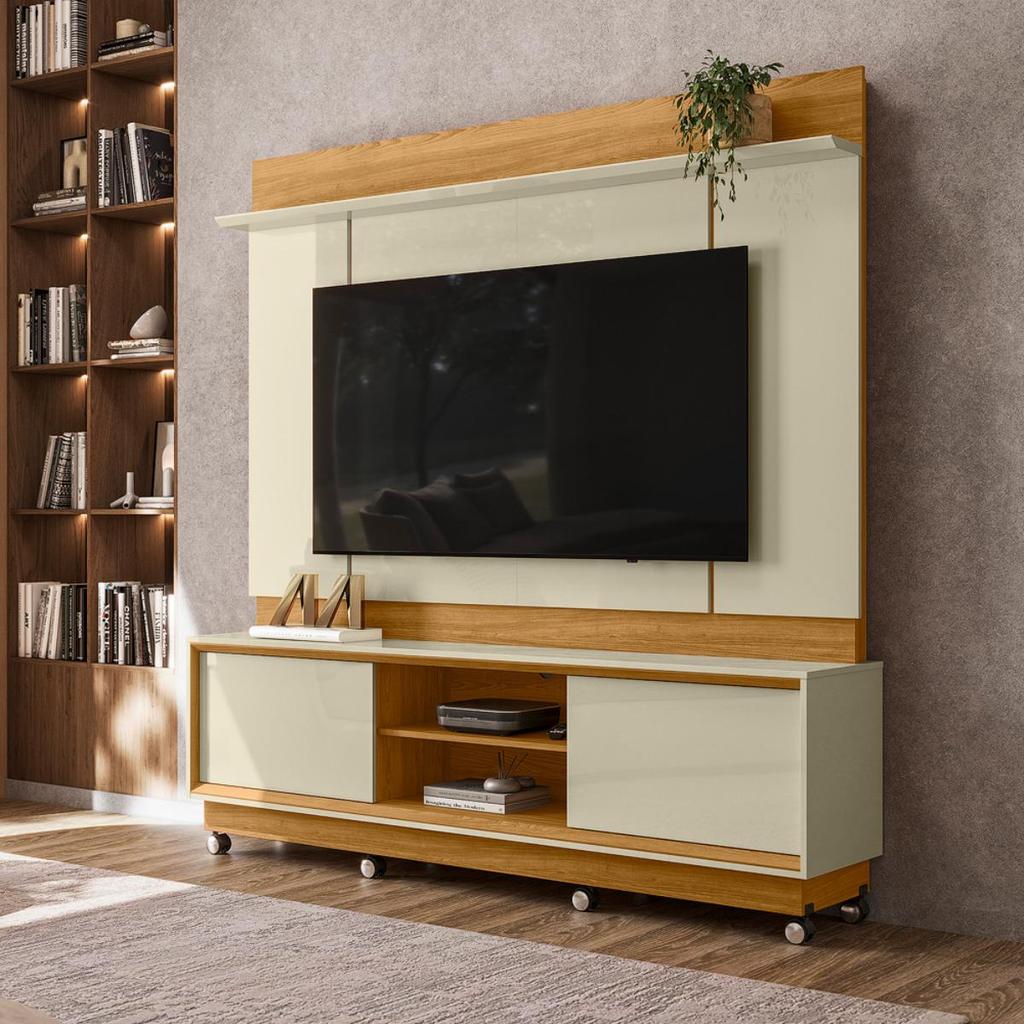 Home Theater 183,5cm 2 Portas Para TV Até 75 Polegadas Com Rodízios Siena Madetec