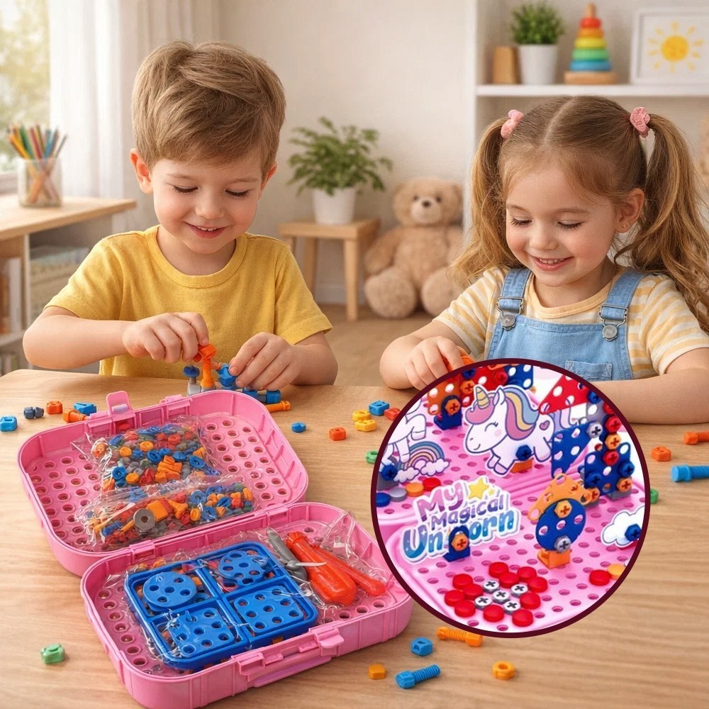 Kit Maleta Educativa Montagem Infantil Unicórnio Brinquedo Criativo Aprendizado Diversão Oferta