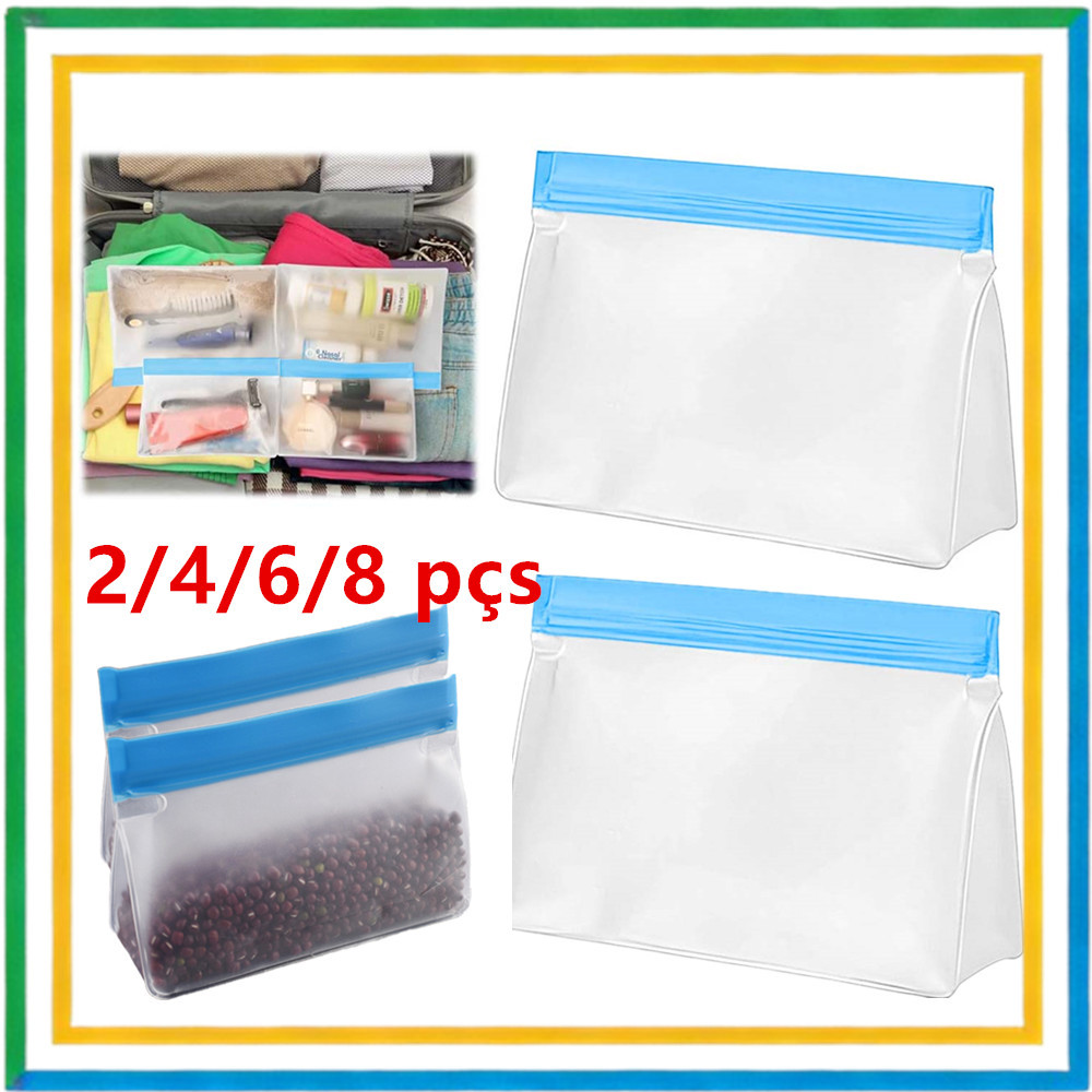 Saco Vertical para alimentos, 2-8 unidades, saco para Freezer PEVA, lancheira com zíper, reutilizável