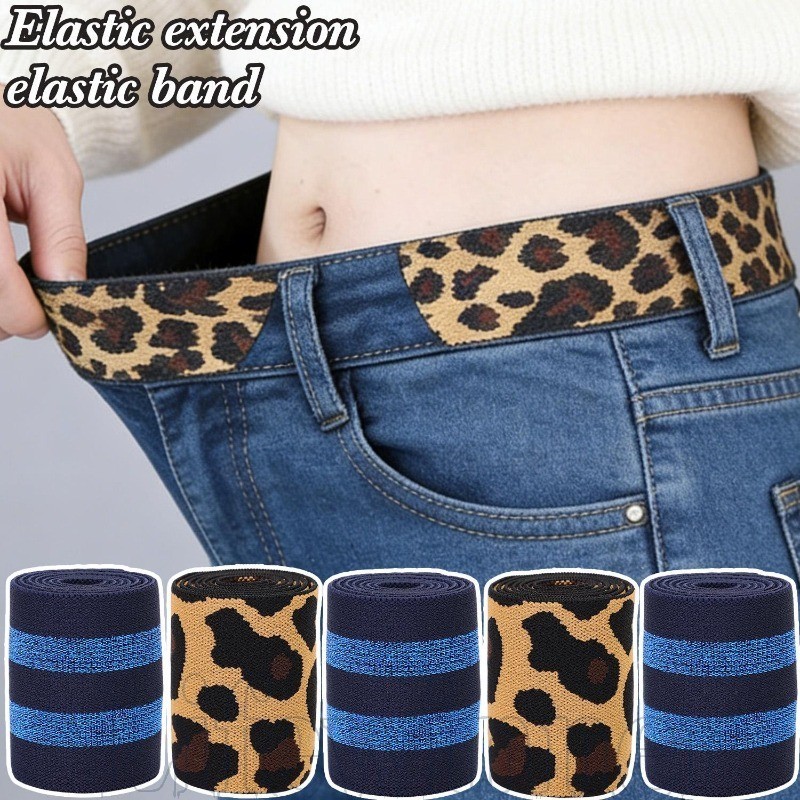 Extensores De Cintura De Tecido 4/1 Rolo Com Estampa De Leopardo | Cinto Elástico Ajustável , Acessórios De Costura Expa