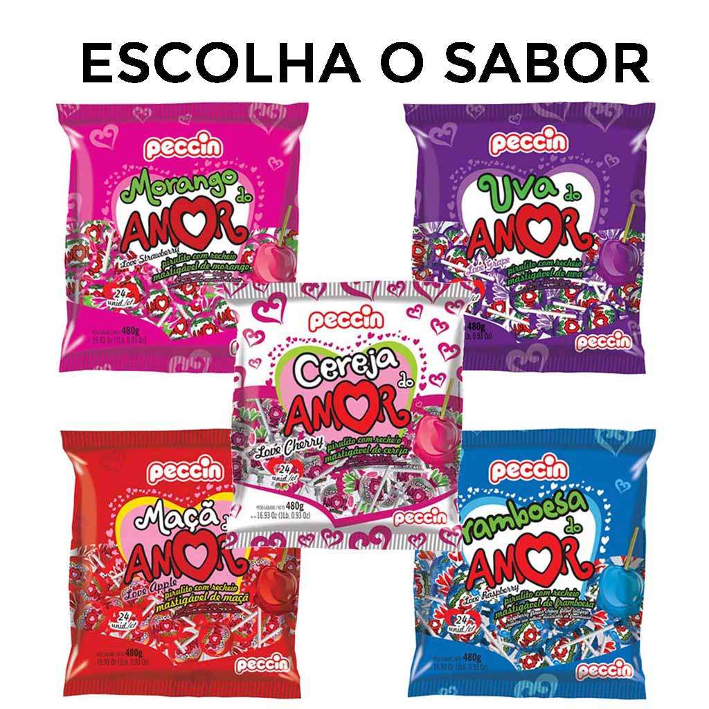 Pirulito do Amor Recheado Escolha o Sabor c/24 - Peccin