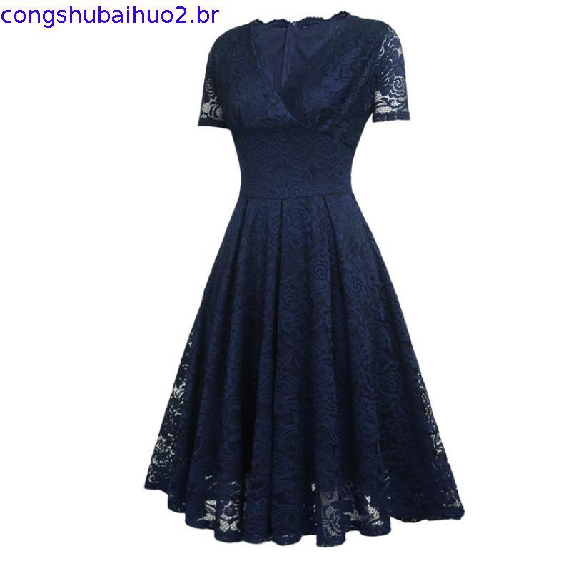 Vestido Feminino de Festa Longo Acinturado Mangas Curta Forrado Luxo e Glamour