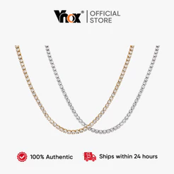 Colar De Tênis Delicado Vnox Para Homens Banhado A Ouro 18K Fino CZ Gargantilha Mulheres Presente De Baile