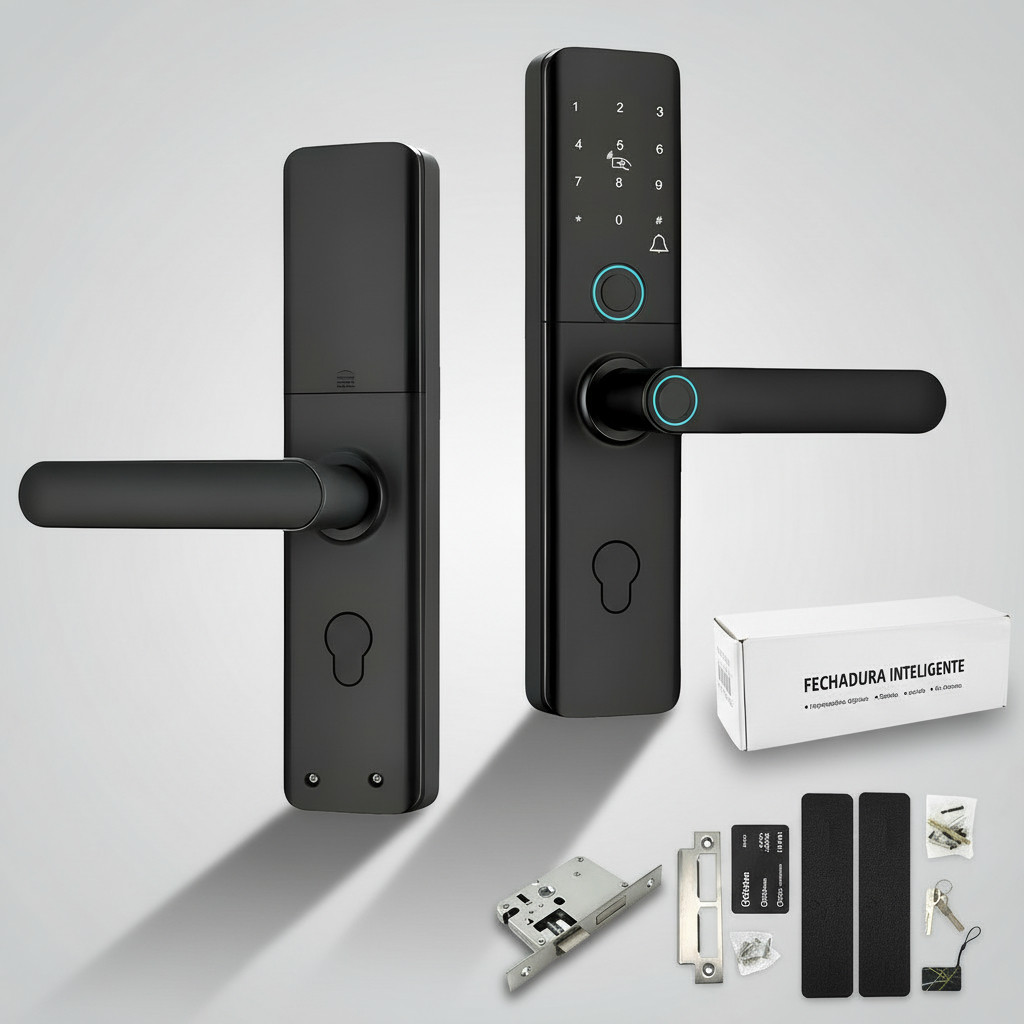 Fechadura Eletrônica Porta com Senha Impressão Digital Cartão Auto Lock Segurança