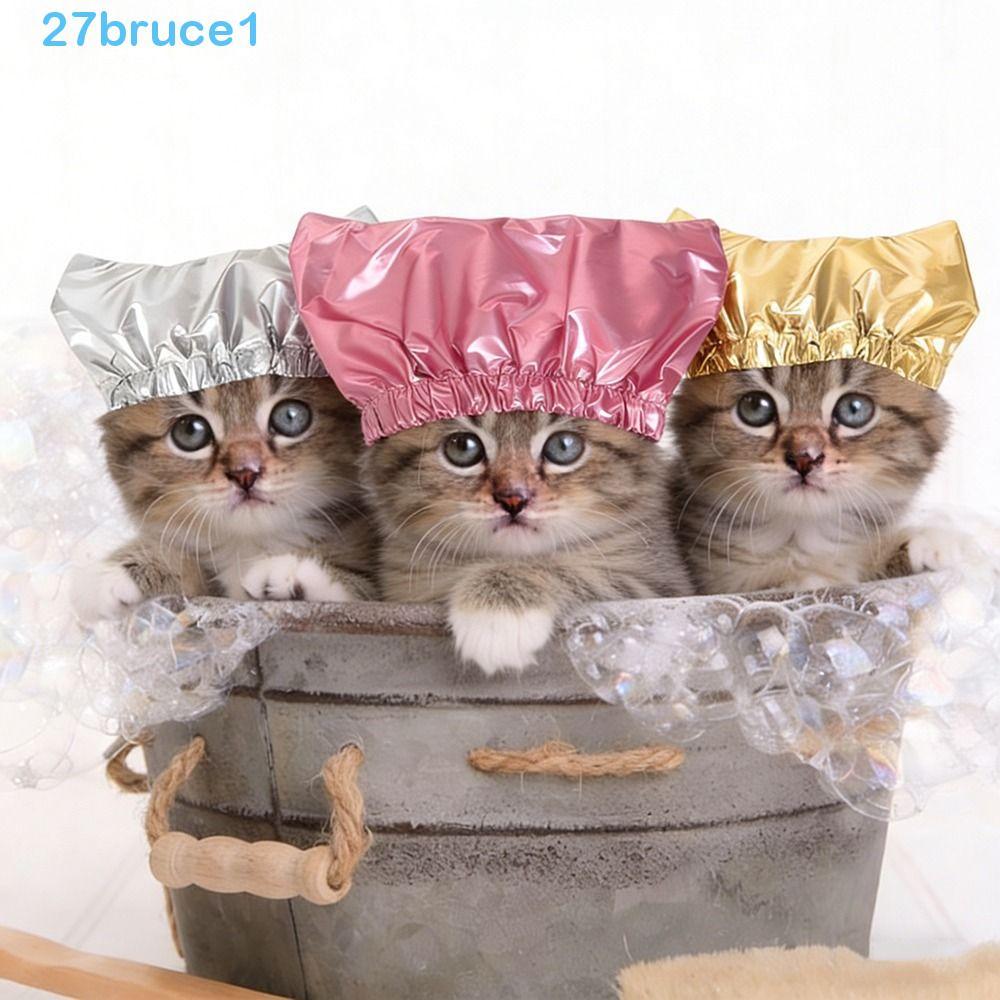 BRUCE1 Touca De Banho Para Animais De Estimação , Gatos Com Faixa De Borracha Ajustável À Prova D'água , Protetores De O