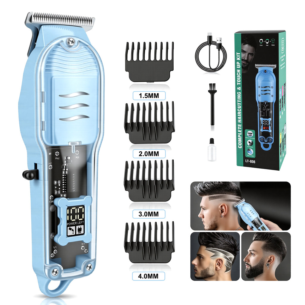 Máquina de Cortar Cabelo Sem Fio Recarregável Aparador de Barba Trimmer Profissional Colorido