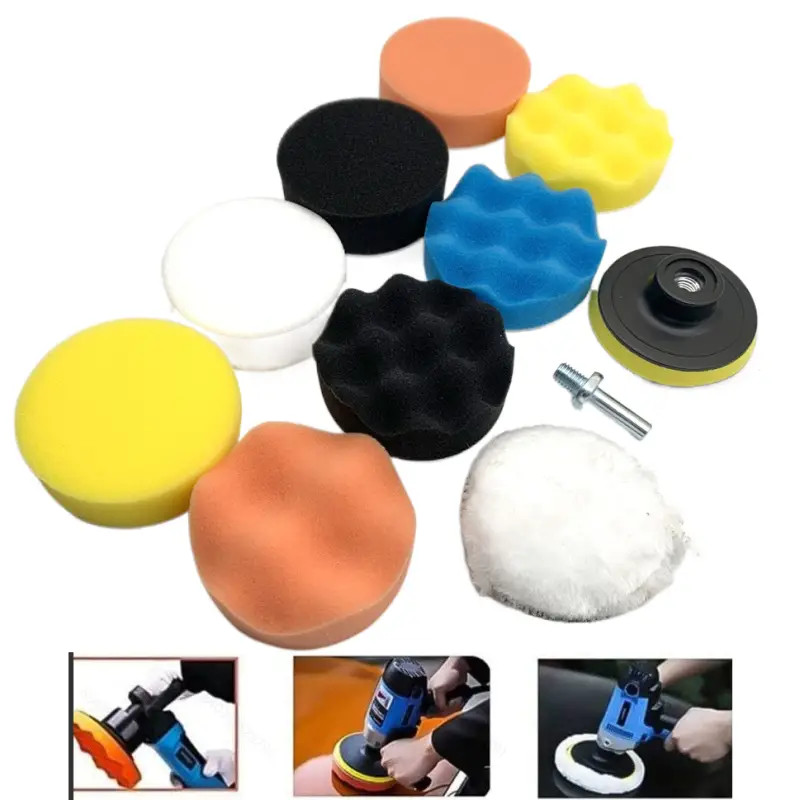 7/8/11 Peças Kit Boina Polimento Automotivo Espuma e Lã 3 Polegadas para Furadeira e Parafusadeira