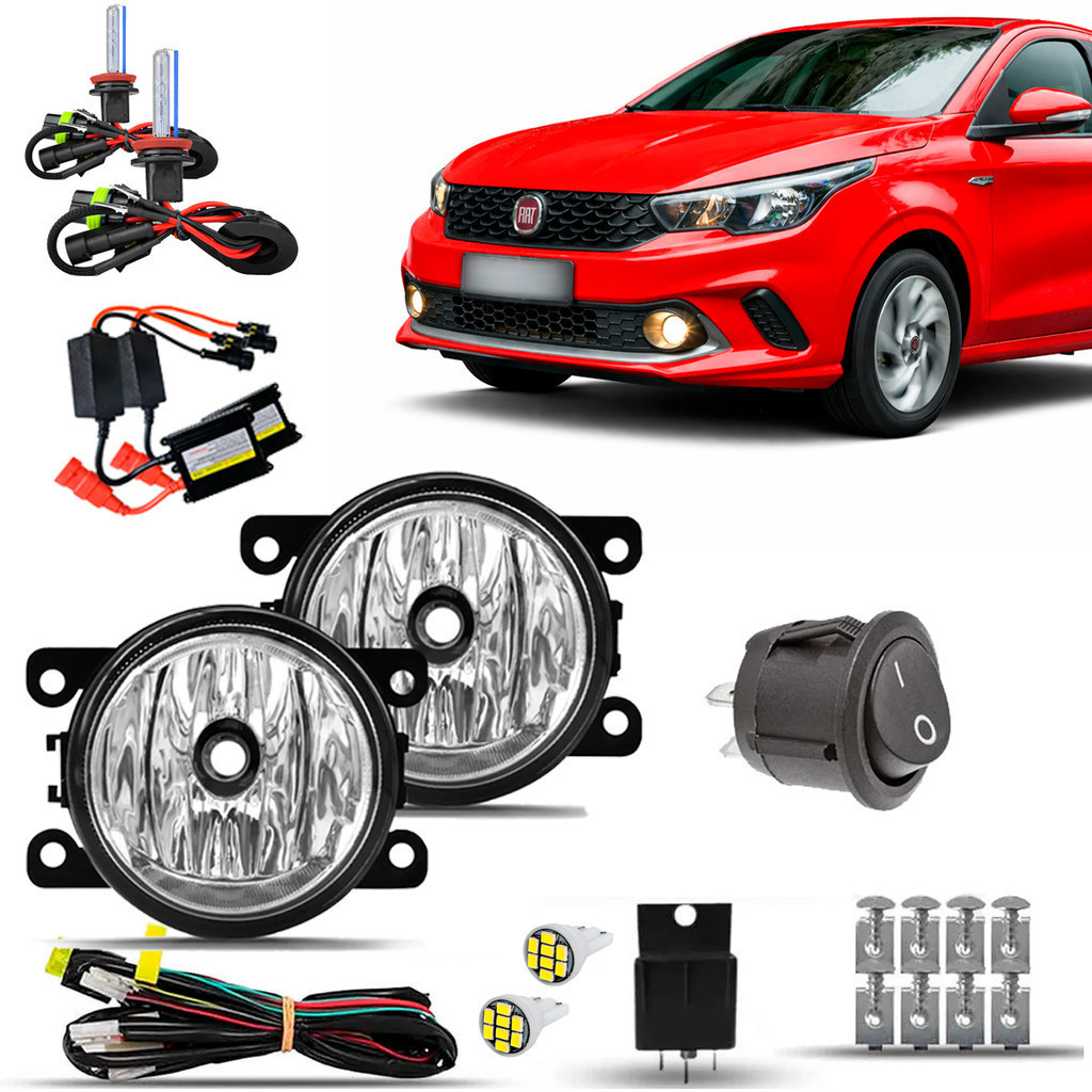 Kit Farol De Milha Neblina Auxiliar Farolete Completo Cibie Fiat Argo Cronos 2016 17 18 19 20 21 22 2023 Xenon 8000k
